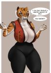  absurd_res anthro big_breasts breasts cleavage clothed clothing dreamworks felid female hi_res huge_breasts kung_fu_panda looking_at_viewer mammal master_tigress pancarta pantherine red_eyes solo tiger veiny_breasts 