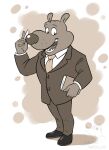  5_fingers anthro big_nose book canid canine canis chalk clothing corgi_(artist) domestic_dog fingers footwear happy hi_res male mammal necktie principal shoes smile solo suit teacher the_minimighty_kids the_principal_(the_minimighty_kids) wide_shoulders 