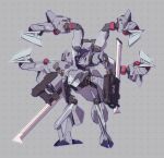  dual_wielding extra_arms grey_background gun highres holding holding_gun holding_weapon mecha no_humans nori_(arara105) original robot science_fiction solo standing weapon 