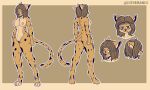  4_toes 5:3 absurd_res anthro breasts brown_hair butt dungeons_and_dragons feet felid feline female fur genitals green_eyes hair hasbro hi_res mammal model_sheet nipples nude smile solo spots spotted_body spotted_fur tabaxi tan_body tan_fur the_man toes wizards_of_the_coast 