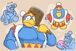  2022 anthro avian bird blue_body blush bottomwear clothed clothing club_penguin cosmicboy02 crossover digital_drawing_(artwork) digital_media_(artwork) glistening glistening_body gloves hammer handwear hat headgear headwear holding_object king_dedede kirby kirby_(series) looking_at_another male muscular muscular_anthro muscular_male nintendo partially_clothed pecs penguin signature simple_background smile solo style_parody tools topwear torn_clothing video_games 