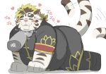  &lt;3 2022 anthro belly big_belly duo felid hi_res japanese_text kemono licho_(tas) lifewonders male mammal overweight overweight_male pantherine ptcmtr solo_focus tail_motion tailwag text tiger tokyo_afterschool_summoners video_games white_body 