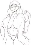  absurd_res anthro big_breasts bovid breasts caprine cleavage clothed clothing eyes_closed female floppy_ears gianna_goat goat hi_res holding_object holding_pillow horn huge_breasts mammal monochrome nipple_outline open_clothing open_robe panties pillow robe sketch skidd small_horn solo standing tired underwear 