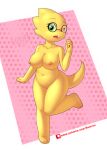  absurd_res alphys anthro breasts buckteeth eyewear female glasses hi_res lizard looking_at_viewer nipples nude rainven reptile scalie simple_background solo teeth undertale undertale_(series) video_games 