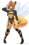  absurd_res anthro anthrofied arthropod asekeu clothing female garter_straps generation_4_pokemon hi_res hymenopteran insect legwear looking_at_viewer nintendo pinup pokemon pokemon_(species) pose solo solo_focus stockings stripes swimwear vespiquen victoria_(psyke) video_games wasp 