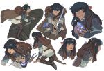  1boy boots brown_hair cape highres holding holding_weapon long_hair ryan_(the_dark_crystal) sword the_dark_crystal the_dark_crystal_:_age_of_resistance weapon 