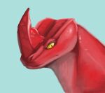  ambiguous_gender bust_portrait digital_media_(artwork) facial_horn feral fimukisza horn kaiju netflix nude portrait pupils red_(the_sea_beast) red_bluster red_body sea_monster slit_pupils solo the_sea_beast yellow_eyes 