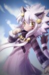  blush cheek_tuft clothed clothing cloud cyberconnect2 digital_media_(artwork) elh_melizee facial_tuft female hair hi_res inner_ear_fluff little_tail_bronx lunesnowtail mammal shaded sky solatorobo solo tuft video_games white_hair white_inner_ear_fluff yellow_eyes 