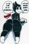  :v anthro avian beak big_butt bird butt exclamation_point fleischer_style_toon girly looking_back lying male on_front parasitedeath solo spanish_text star text tools toony traditional_media_(artwork) translated 