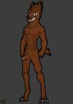  abs anthro balls brown_body canid canine canis dantett genitals hi_res humanoid male mammal monotone_body nude penis sharp_teeth sketch solo teeth wolf 
