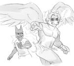  angel anthro butt_slap domestic_cat duo felid feline felis gato_matero hi_res male male/male mammal monochrome slap 