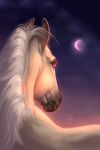  almatea crescent_moon dusk equid equine evening female feral hi_res horse icelandic_horse light mammal mary_(bloopertrooper) moon moonlight purple_eyes solo star sunset 