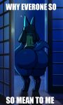  anthro big_butt blue_body butt english_text generation_4_pokemon hi_res huge_butt inuzu lucario night nintendo pokemon pokemon_(species) solo text thick_thighs video_games 