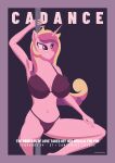  absurd_res alternate_version_at_source anthro big_breasts border bra breasts clothing crouching dancing digital_media_(artwork) english_text equid equine female friendship_is_magic hasbro hi_res horn inner_ear_fluff lustfulcherish mammal my_little_pony pink_border pole pole_dancing poster princess_cadance_(mlp) simple_background smile solo text thong tuft underwear unicorn 