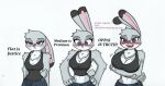  anthro big_breasts blush breasts clothing comic disney english_text female flat_chested hi_res judy_hopps medium_breasts pace-maker shirt solo tank_top text thick_thighs topwear zootopia 