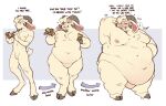  &lt;3 anthro bodily_fluids bovid breath caprine eating english_text goat hi_res kyrosh male mammal nipples obese overweight overweight_male panting red_face sound_effects standing sweat text weight_gain 
