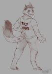  absurd_res anthro babanasaur butt calico_cat clothing domestic_cat felid feline felis hand_on_hip hi_res looking_back male mammal mottled piebald presenting presenting_hindquarters raised_tail reid_the_cat shirt sketch smug_expression smug_face solo topwear 