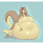  anthro belly big_belly blue_eyes cmitchell digestion hi_res hyper hyper_belly male moobs overweight sergal solo vore 