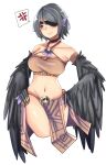 1girl anger_vein antonina_(corruption_of_champions) artist_request bare_shoulders black_choker blush bra breasts brown_bra choker claws collarbone corruption_of_champions_2 cropped_legs eyepatch feathers grey_eyes groin hands_on_hips loincloth looking_away medium_breasts navel official_art one_eye_covered pelvic_curtain short_hair simple_background solo speech_bubble spoken_anger_vein sprite transparent_background underwear wavy_mouth winged_arms wings 
