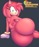  absurd_res amy_rose anthro big_butt breasts butt eulipotyphlan female green_eyes hedgehog hi_res huge_butt looking_at_viewer mammal nude sadflowerhappy sega solo sonic_the_hedgehog_(series) 