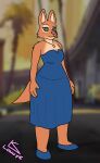  blue_clothing blue_dress canid canine clothing diane_foxington dreamworks dreamworks_smirk dress female formal fox hi_res jewelry lonnyk mammal necklace solo standing the_bad_guys 