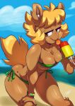  2022 anthro beach beach_ball_(character) bedroom_eyes bikini bikini_bottom bikini_top blonde_hair breasts brown_body brown_fur chalo chest_tuft cleavage clothed clothing earth_pony equid equine fan_character female food food_fetish fur hair hasbro hi_res horse leaning leaning_forward licking looking_at_viewer mammal my_little_pony narrowed_eyes pony popsicle portrait seaside seductive solo suggestive suggestive_food swimwear three-quarter_portrait tongue tongue_out tuft 