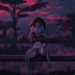  absurd_res anthro bench clothed clothing digital_media_(artwork) disney female fur hi_res judy_hopps lagomorph leporid mammal morning nature outside pink purple_eyes rabbit sitting solo twilightchroma zootopia 