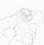  abs anthro barrel_(live-a-hero) biceps canid canine canis heylaw21 hi_res lifewonders live-a-hero male mammal muscular muscular_anthro muscular_male nipples pecs shirtless sketch smile smug solo video_games wolf 