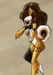  anthro brown_hair canid canine canis domestic_dog female fluffy fluffy_tail fur german_spitz hair hi_res madlaine_mckraven mammal nude pinup pomeranian pose red_eyes solo spitz yellow_body yellow_fur zaiksmckraven 