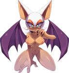  2022 absurd_res anthro areola breasts chiropteran eyelashes female genitals glistening glistening_body glistening_breasts glistening_thighs green_eyes hi_res looking_at_viewer mammal membrane_(anatomy) membranous_wings navel nipples nude onz402 orange_eyeshadow pussy rouge_the_bat sega solo sonic_the_hedgehog_(series) wings 