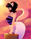  animal_humanoid anthro big_butt butt clothing crop_top domestic_cat felid felid_humanoid feline feline_humanoid felis female hi_res humanoid jewelry kitty_katswell mammal mammal_humanoid necklace nickelodeon shirt solo suitcase t.u.f.f._puppy thick_thighs topwear xan-gelx 