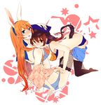  animal_ears bad_id bad_pixiv_id bone brown_eyes brown_hair bunny_ears charlotte_e_yeager fishnets gertrud_barkhorn highres lingerie multiple_girls orange_hair saki_hajime strike_witches tail thighhighs underwear world_witches_series yuri 