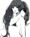  bad_id bad_pixiv_id bikini_top black_rock_shooter black_rock_shooter_(character) flat_chest greyscale kawai_makoto long_hair lowres monochrome navel sketch solo twintails uneven_twintails very_long_hair 