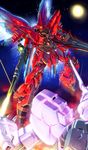  energy_gun gun gundam gundam_unicorn highres mecha no_humans nt-d shield sinanju space sun unicorn_gundam wasabi_(payan) weapon 