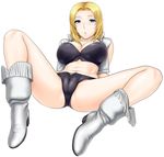  blonde_hair blue_eyes boots breasts dead_or_alive high_heels large_breasts long_hair md5_mismatch shoes solo spread_legs st.germain-sal tina_armstrong 