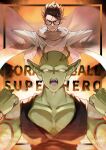  2boys antennae black_hair colored_skin dragon_ball dragon_ball_super dragon_ball_super_super_hero fangs glasses green_skin highres male_focus multiple_boys open_mouth piccolo pointy_ears s_3u serious shoulder_pads son_gohan 