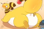  ambiguous_gender ampharos anthro anus being_watched black_body blush butt duo eeveelution generation_2_pokemon hi_res looking_at_another looking_at_viewer musical_note nintendo overweight pokemon pokemon_(species) shiny_pokemon takisan_oekaki umbreon video_games white_body yellow_body 