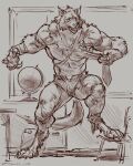  2022 4_toes abs after_transformation anthro artist_name canid canine canis claws clothing crotch_tuft digitigrade fangs feet fur hair hi_res male mammal muscular muscular_anthro muscular_male sketch solo standing taran_fiddler toes torn_clothing transformation tuft were werecanid werecanine werewolf wolf 