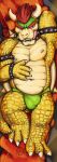  2021 absurd_res anthro armband barbell_piercing body_pillow_design bowser bracelet bulge claws clothing collar dakimakura_design front_view genitals green_clothing green_jockstrap green_underwear hand_on_stomach hi_res horn humanoid_genitalia humanoid_hands humanoid_penis jewelry jockstrap koopa licking licking_lips licking_own_lips looking_at_viewer lying male mario_bros navel nintendo nipple_barbell nipple_piercing nipples on_back penis piercing raigr scales scalie self_lick shell solo spiked_armband spiked_bracelet spiked_collar spikes teeth thong tongue tongue_out underwear video_games yellow_body yellow_scales 