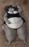 anthro belly big_butt bloated breasts butt canid canine canis feeding female hi_res mammal organs osiol overweight solo stomach stuffing stuffing_(food) weight_gain wolf 