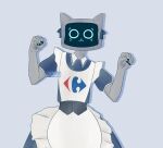  2022 :3 absurd_res ambiguous_gender anthro bellabot carrefour clothing domestic_cat enigma2246 felid feline felis front_view grey_body hi_res kerfus logo maid_uniform mammal screen screen_face signature solo uniform 