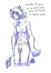  2022 anthro breasts clothed clothing comictf comictg dialogue domestic_cat english_text felid feline felis female fingerpads flag fur hair holding_flag holding_object lgbt_pride looking_up mammal navel nipples pawpads pride_colors simple_background solo text topless trans_(lore) transgender_pride_colors white_background 