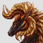  2022 ambiguous_gender digital_media_(artwork) feral headshot_portrait horn looking_at_viewer morsylvia portrait scales simple_background smile solo 