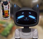  2022 ambiguous_gender anthro bellabot blurred_background clothing domestic_cat felid feline felis grey_body hi_res kemitra kerfus machine mammal robot screen screen_face signature solo 