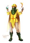  1boy absurdres beret blue_eyes boots brown_hair butz_klauser cape chemist chemist_(final_fantasy) final_fantasy final_fantasy_v hat highres komugiko_no_mori pants robe square_enix white_pants yellow_robe 