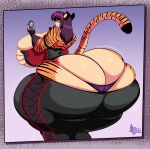  absurd_res anthro big_breasts big_butt breasts butt cleavage clothed clothing felid female goth hair hi_res huge_breasts huge_butt hyper hyper_butt jaeh mammal pantherine panties purple_hair solo thick_thighs tiger underwear 