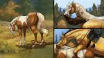  2022 american_paint_horse animal_genitalia animal_penis anus dreamworks duo equid equine equine_penis erection female feral feral_on_feral from_behind_position genitals hair halter hooves horse jaribka looking_back male male/female mammal outside penis plant pussy rain_(cimarron) saddle sex spirit:_stallion_of_the_cimarron spirit_(cimarron) teats tree 