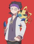  accessory antennae_(anatomy) arthropod bandai_namco black_hair digimon digimon_(species) digimon_survive duo eyewear feral hair headband human insect kunemon kunemon_(survive) kuso_800t male mammal sunglasses 