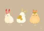  animal animalization apple apple_bunny chai_(drawingchisanne) food food-themed_creature food_art food_focus fruit grey_background no_humans orange_(fruit) original rabbit simple_background 