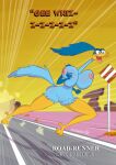  allannocte anthro avian bird blue_eyes breasts desert eyelashes female genitals hi_res looney_tunes pussy road_runner_(looney_tunes) road_sign smile solo tongue warner_brothers 
